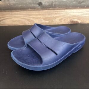 OOFOS OOAH Men's 11 Women’s 13 Navy Slide Sandal Comfort Slip-On Recovery Shoes